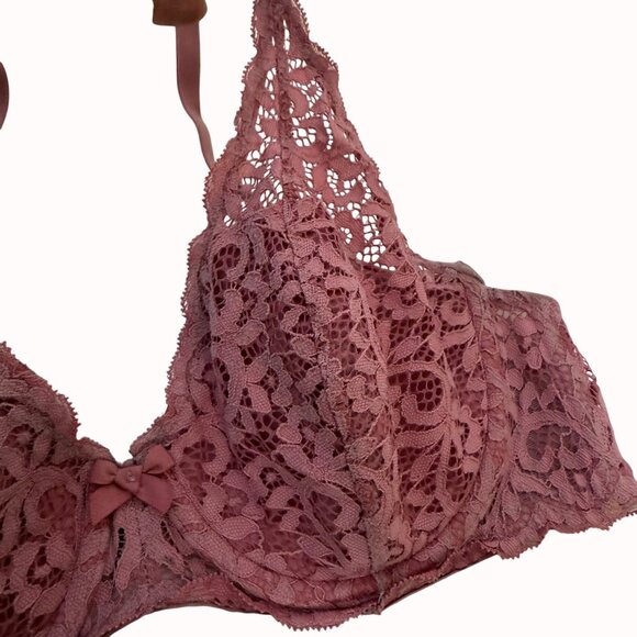 Victorias Secret Lace BraSize 38B Dusty Pink Body by Victoria Lined Demi - Picture 12 of 14